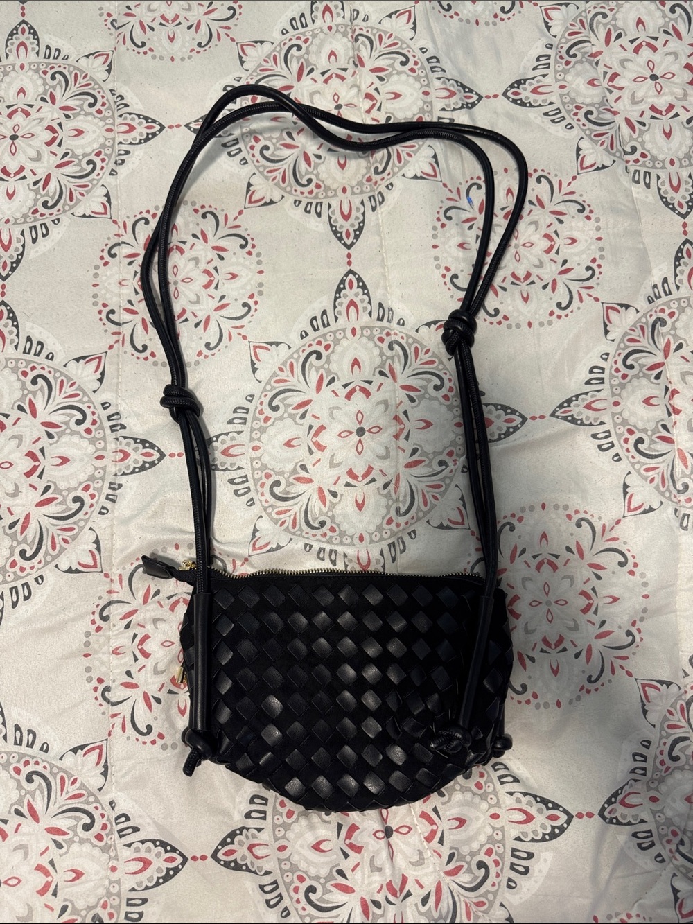 Dolce Vita Black Woven Crossbody Bag with Knotted Strap